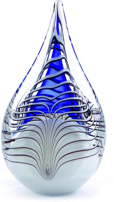 Urnencenter Kristalglas Grote Druppel Urn - Blauw - Urn voor as - Gedenkartikel