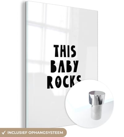 MuchoWow® Glasschilderij 120x160 cm - Schilderij acrylglas - Quotes - This baby rocks - Baby - Kinderen - Spreuken - Foto op glas - Schilderijen