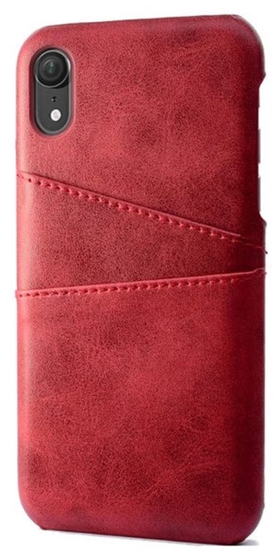 geschikt voor iPhone XS Max Pashouder Hoesje Leer - Telefoonhoesje van kunstleer met vakjes voor pasjes geschikt voor iPhone XS Max - Mobiq Leather Snap On Wallet hoesje geschikt voor iPhone XS Max rood