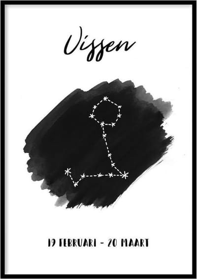 Poster Vissen Sterrenbeeld - 50x70 cm - Sterrenbeeld Poster - WALLLL
