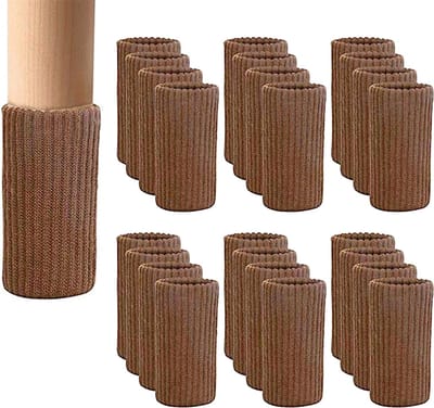 Jumada's Elastische Stoelpoot Beschermers Set van 24 Bruin – Stoelsokken – Viltjes Stoelpoten – Stoelpoot Sokken – Stoeldoppen – Stoelbeschermer – Stoelsokjes – Stoelpoot Rubber –