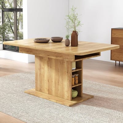 Uitschuifbare Eettafel - Keukentafel - Gezellig Tafelen - Met Opbergruimte - Flexibel Verstelbaar - Naturel