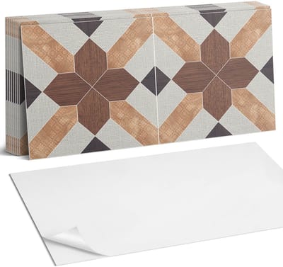 Coloray Plaktegels - Geometrisch patroon met motief Zelfklevende Wandtegels - 40 cm x 20 cm - Bruin Plaktegels - 10 stuks - Rechthoek PVC Tegels - Plaktegels Badkamer - Vloertegels Zelfklevend - Vinyl Tegels - Portugese Tegels
