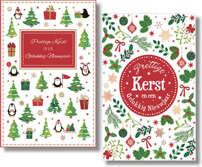 MGPcards - 2 doosjes à 10 Luxe dubbele wenskaarten - Kerst/Nieuwjaar - Foliebewerking - Witte envelop - 10.5 x 16 cm - 2 Motieven per doosje