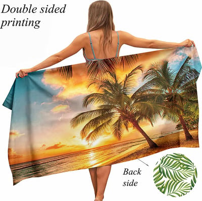 Ulticool Microvezel Sneldrogende Handdoek 160x80 cm - Palmboom Strand - Print aan 2 Kanten - Reizen Travel Accessoires Reis Gadgets Sauna Spa Gym Yoga Haar Strandlaken Badlaken Badhanddoek Reishanddoek Hamamdoek Microfiber - Vrouw Man