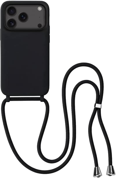 Hoes Geschikt voor iPhone 17 Pro / 18 Pro Hoesje Met Koord - Telefoonhoesje Geschikt voor iPhone 17 Pro / 18 Pro Backcover Met Afneembaar Koord - Zwart