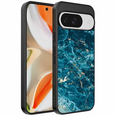 Geschikt voor Google Pixel 9 Pro XL Telefoonhoesje met marmer opdruk - TPU backcover case blue marble design - Blauw - Smartphonica geschikt voor Google Pixel 9 Pro XL