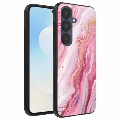 Geschikt voor Samsung Galaxy S25 FE Telefoonhoesje met marmer opdruk - TPU backcover case marble design - Roze - Smartphonica geschikt voor Samsung Galaxy S25 FE