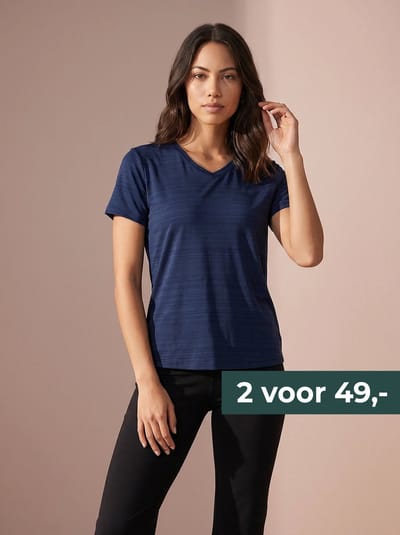 Sjeng Sports ADENA - Maat: S Blue Nox - Tennis Shirt Vrouwen - Sportshirt - 92% polyester, 8% elastaan, cationic dyed jersey