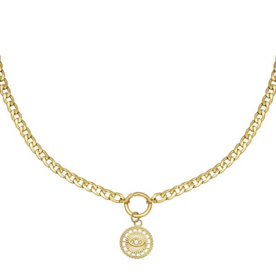 yehwang Sundial ketting goud met strass steentje - kado - moeder - mama - vrouw - vriendin - kerst - sinterklaas - love