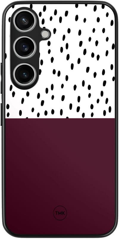 Hoesje geschikt voor Samsung Galaxy A55 - Burgundy dots - Paars - TPU case - Gestipt - Hardcase zwart telefoonhoesje