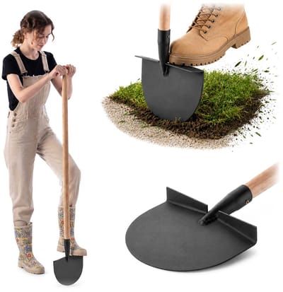 KADAX Gazonrandsteker met lange houten steel en gehard stalen blad, tuingereedschap voor nauwkeurige scheiding van gazonranden, randsteker (met steel)