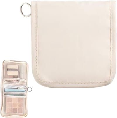 Pillendoosje - Pillendoosje met ritssluiting - Mini draagbaar pillendoosje - Groot compartiment - Klein pillendoosje voor receptplichtige medicijnen, cosmetica, lippenstift en andere kleine artikelen, beige