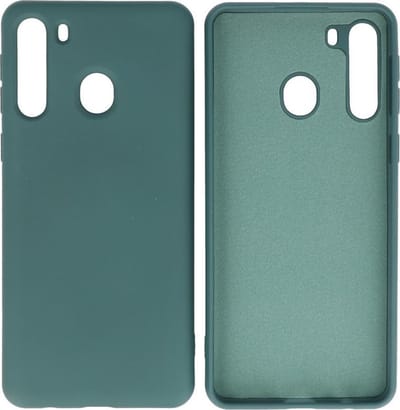 Hoesje Geschikt voor Samsung Galaxy A21 - Fashion Telefoonhoesje Backcover - Siliconen Hoesje - Donker Groen