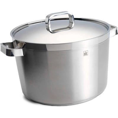BK Conical Kookpan 24cm - 6L - Zonder PFAS-vrije antikleeflaag - Inductie kookpan - Keramische pan - Ovenbestendig tot 230°C - Koudgreep - Zilver
