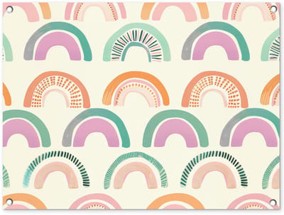 Tuinposter 80x60 cm - Tuindecoratie Regenboog - Pastel - Patroon - Poster voor in de tuin - Buiten decoratie - Schutting tuinschilderij - Tuindoek muurdecoratie - Wanddecoratie balkondoek