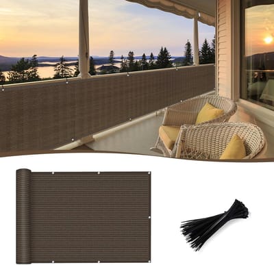 Privacydoek Balkon Schutting Scherm 90x180 cm Bruin - UV-bestendig Windscherm voor Terras en Tuin
