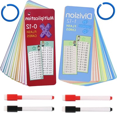 Educatieve Flashcards voor Vermenigvuldigen en Delen - 30 Stuks met 2 Uitwisbare Stiften voor Thuisonderwijs, Klascroom en Cadeau voor de Eerste Schooldag