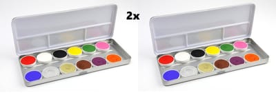 2x Superstar schmink palet aqua basic 12 kleuren - Schminken festival thema feest verjaardag