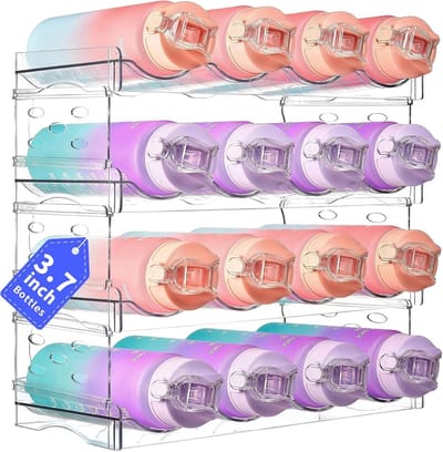 Famanu – Stapelbare flessenhouder voor koelkast en kast geschikt voor 8 tot 16 flessen modulair flessenrek met meerdere lagen stabiele wijnflessenhouder en flessenorganizer voor optimaal ruimtegebruik
