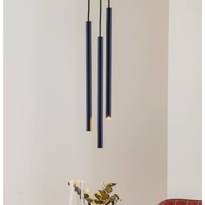 SOLLUX LIGHTING Thin hanglamp, zwart, 3-lamps, rondel