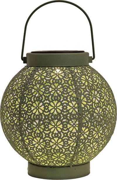 Anna's Collection Solar lantaarn - voor buiten - D18 x H19 cm - groen - metaal - tafellamp