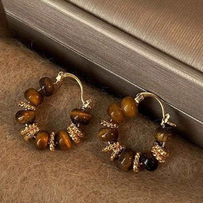 1 paar Vintage Textuur U-vormige Hoepeloorbellen Voor Vrouwen, Eenvoudig En Elegant Ontwerp brown