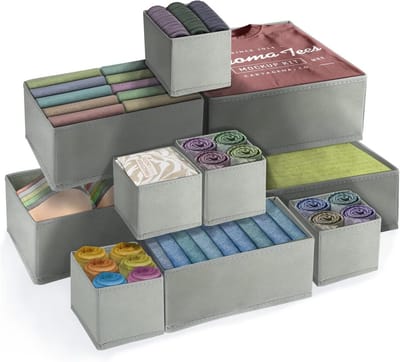 Famanu – Lade-organizers voor kleding en ondergoed, set van 10, ademende non-woven opbergdozen voor laden