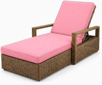 Ligstoel Kussen - Lounger Kussen - Buiten Ontspannen - Waterdicht Schuim - 193x56x8cm - Roze