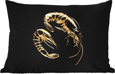 Buitenkussens - Tuin - Garnalen - Zwart - Goud - Dieren - 50x30 cm