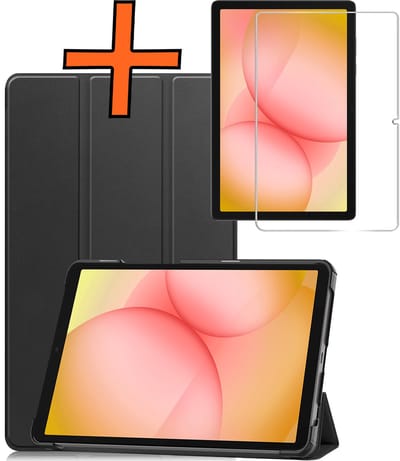 Hoesje - Geschikt voor Samsung Galaxy Tab A11 Plus - Met Screenprotector - Trifold Bookcase - Hard Cover - Hardcover Book Case - Tablet Hoes - Zwart