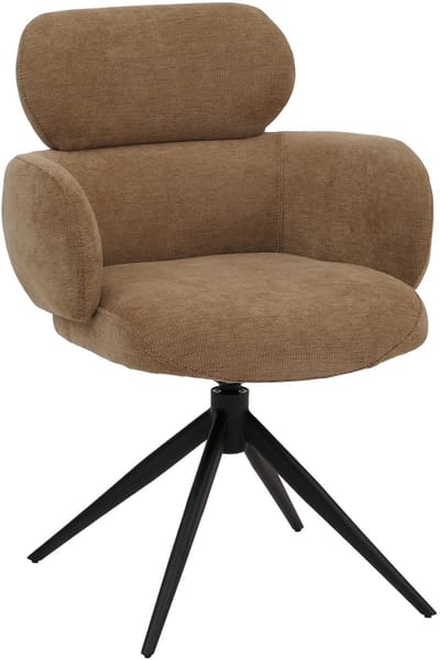 Eetkamerstoel MCW-O77, keukenstoel gestoffeerde stoel, draaibaar met automatische terugkeer, stof (310 g/m²) chenille Öko-Tex ~ lichtbruin