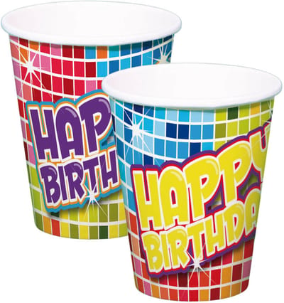 Happy Birthday bekers 6 stuks