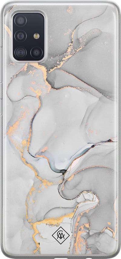 Casimoda® hoesje - Geschikt voor Samsung A51 - Marmer Grijs - Backcover - Siliconen/TPU - Grijs