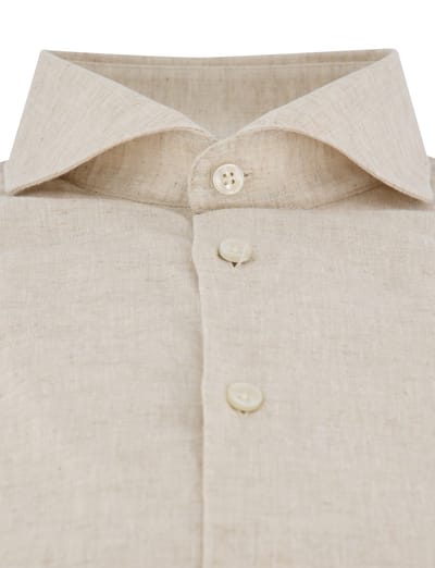 John Miller tailored fit overhemd beige linnen