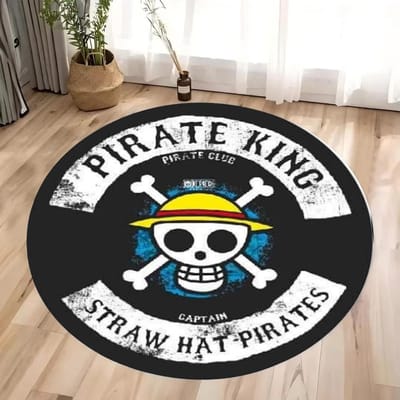 One Piece Anime Huis Rond Tapijt Woonkamer Stijlvolle Slaapkamer Vloermat Kinderkamer Tapijt voor Anime Liefhebbers Decor 80X80CM