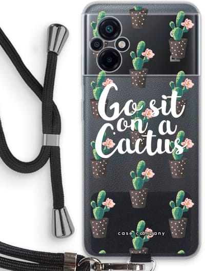 Case Company® - Hoesje met koord geschikt voor Xiaomi Poco M5 hoesje met Koord - Cactus quote - Telefoonhoesje met Zwart Koord - Bescherming aan alle Kanten en Over de Schermrand