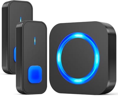 Draadloze Waterdichte Deurbelset met 2 Zenders - 400M Bereik, 55 Melodieën, 5 Volumes, Led-Display