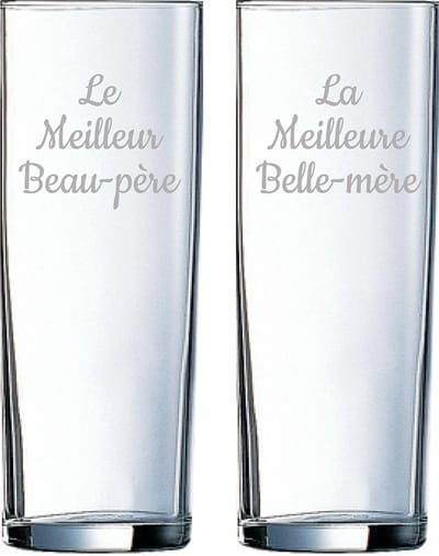 Longdrinkglas gegraveerd - 31cl - Le Meilleur Beau-père & La Meilleure Belle-mère
