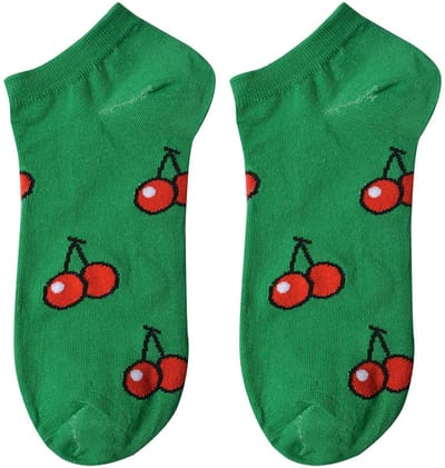 Clayre & Eef Grappige Sokken one size Groen Polyester Kersen