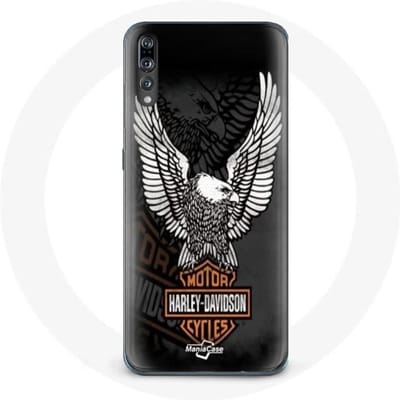 Coque - Harley Davidson - Huawei P20 - Aigle logo - Noir - Rigide