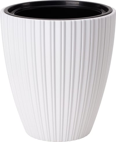 Form Plastic Plantenpot/bloempot Mika - kunststof - wit - D30 x H32 cm - met binnenpot - rond