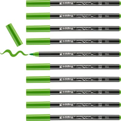 edding 4200 porseleinstift - lichtgroen - 10 pennen - penseelpunt 1-4 mm - viltstift voor het schilderen en decoreren van keramiek, porselein - vaatwasmachinebestendig, lichtechte inkt, sneldrogend