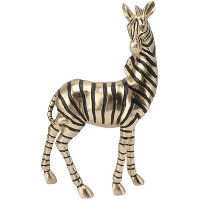 Statues de zèbre en résine dorée, vives, antidérapantes, compactes, pour la décoration de la maison beige