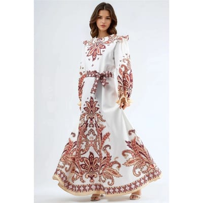 Paisley Print Maxi Jurk met Strikdetail