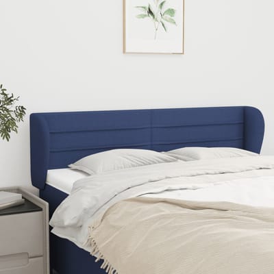 vidaXL - Hoofdbord - met - randen - 147x23x78/88 - cm - stof - blauw