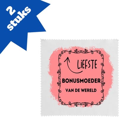 Akyol - liefste bonusmoeder van de wereld brillendoekjes - Moeder - de liefste bonusmoeder - moeder cadeautjes - moederdag - verjaardag - geschenk - kado - 17,8 bij 17,8 cm - 2 stuks