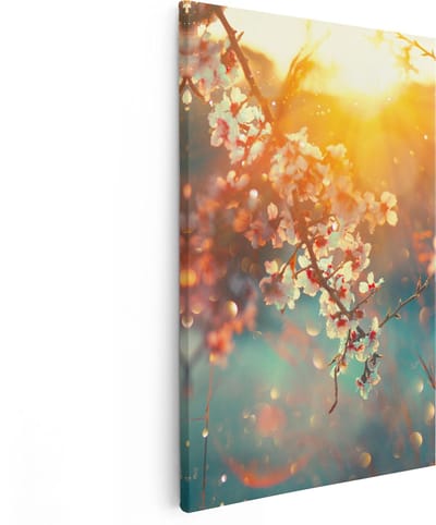 Artaza Canvas Schilderij Bloesem - 80x120 cm - Groot - Wanddecoratie Bloemen - Muurdecoratie Lente - Schilderijen Op Canvas