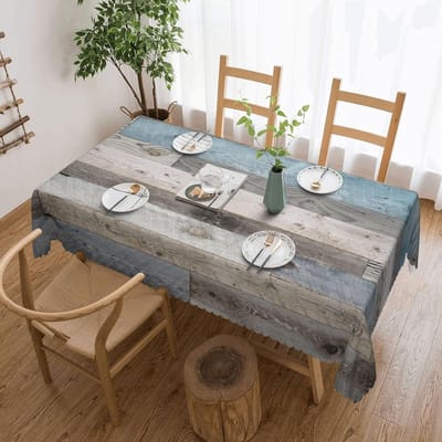 Blauwgroene Rustieke Houttextuur Rechthoekige Waterdichte Tafelkleed Tafeldecor Boerenkeuken Eettafelkleed Feestdecoratie 100x160cm