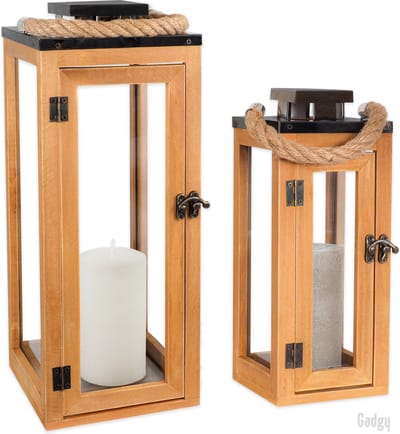 Gadgy Lantaarn Set - Lantaarn Windlicht 2 st - Decoratie Woonkamer - Kaarsenhouder Glas 42&29CM - Tafeldecoratie - Valentijn Cadeautje voor Haar